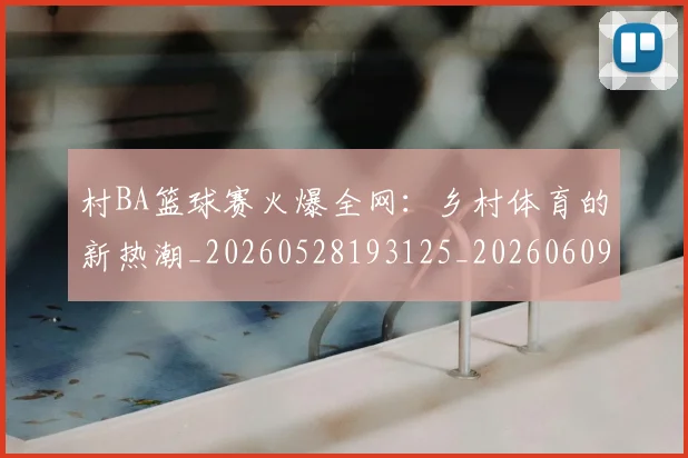 村BA篮球赛火爆全网：乡村体育的新热潮_20260528193125_20260609220415